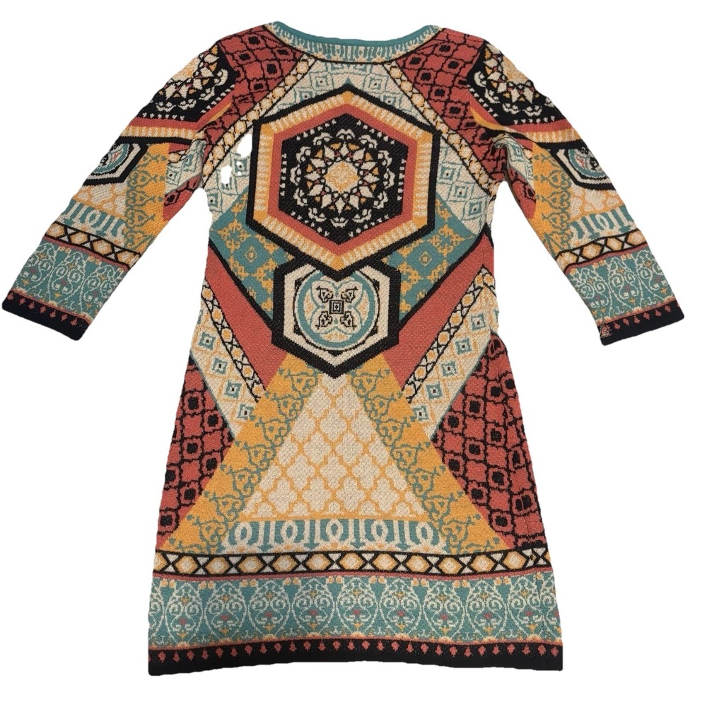 Flying Tomato Graphic Sweater Dress Women's Size Medium Geometric -see Pics - Picture 2 of 5